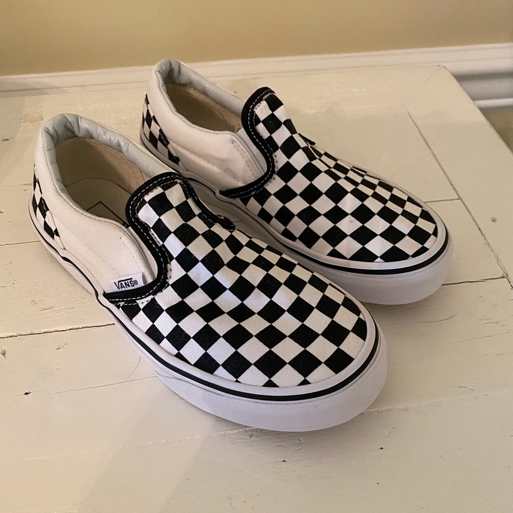 Vans Kids Checkerboard Slip On Black/White